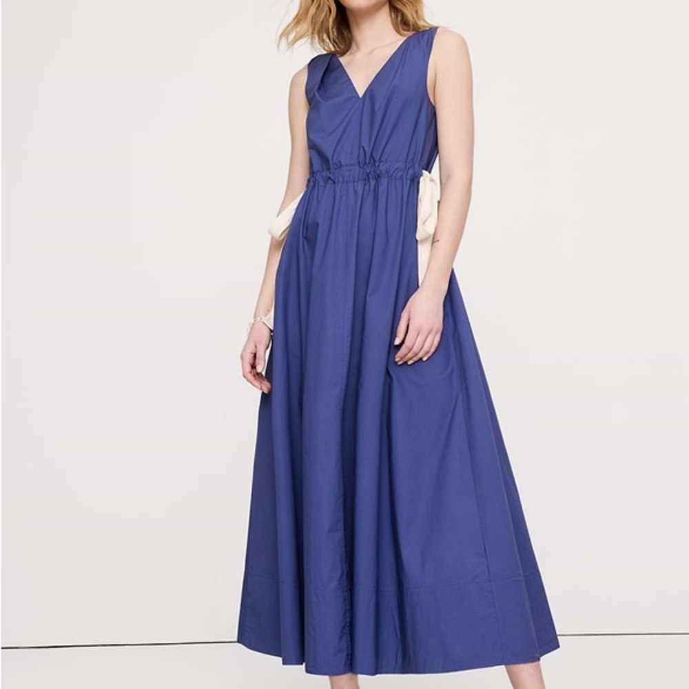 Banana Republic TWISTED SHOULDER POPLIN MAXI DRESS
